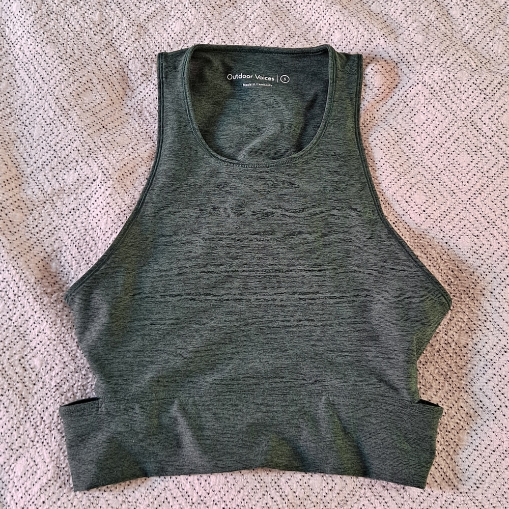 Forest Green Outdoor Voices Slashback Crop Tank
